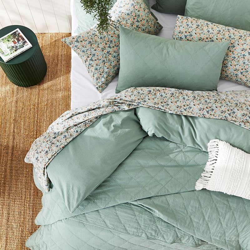 Stonewashed Cotton Gumleaf Quilted Coverlet Separates