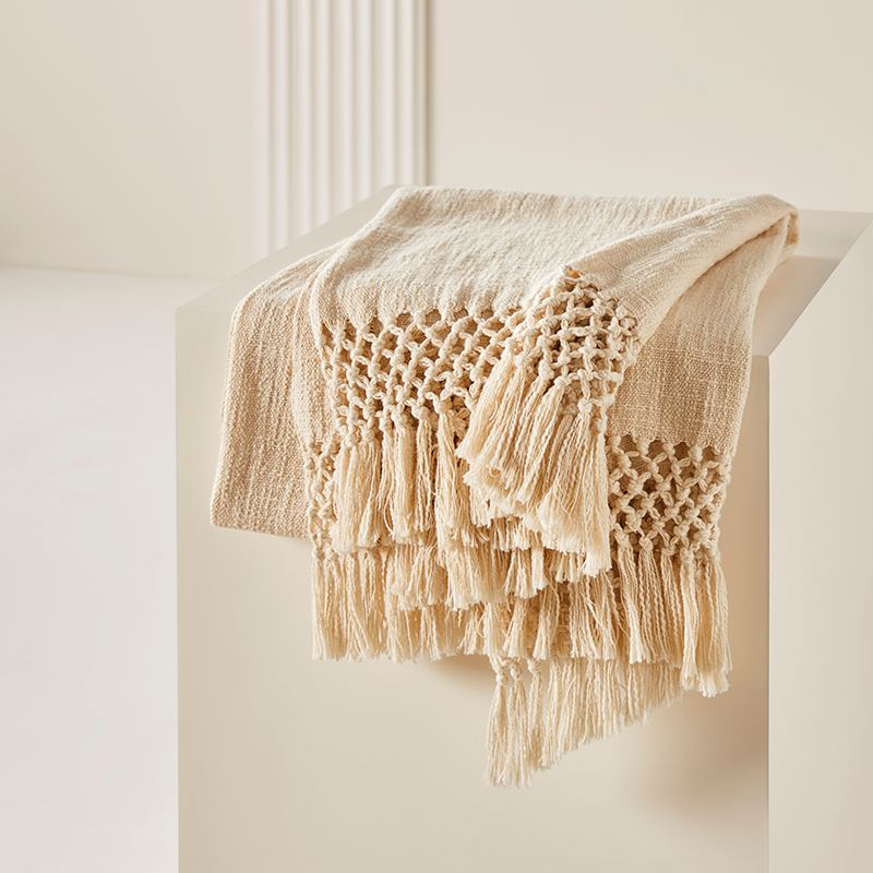 Macrame Natural Knot Throw