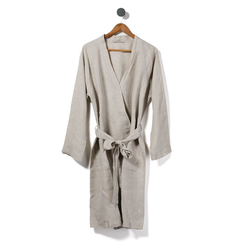 Vintage Washed Natural Linen Robe