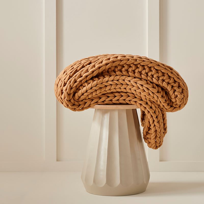 Newport Tan Chunky Knit Throw