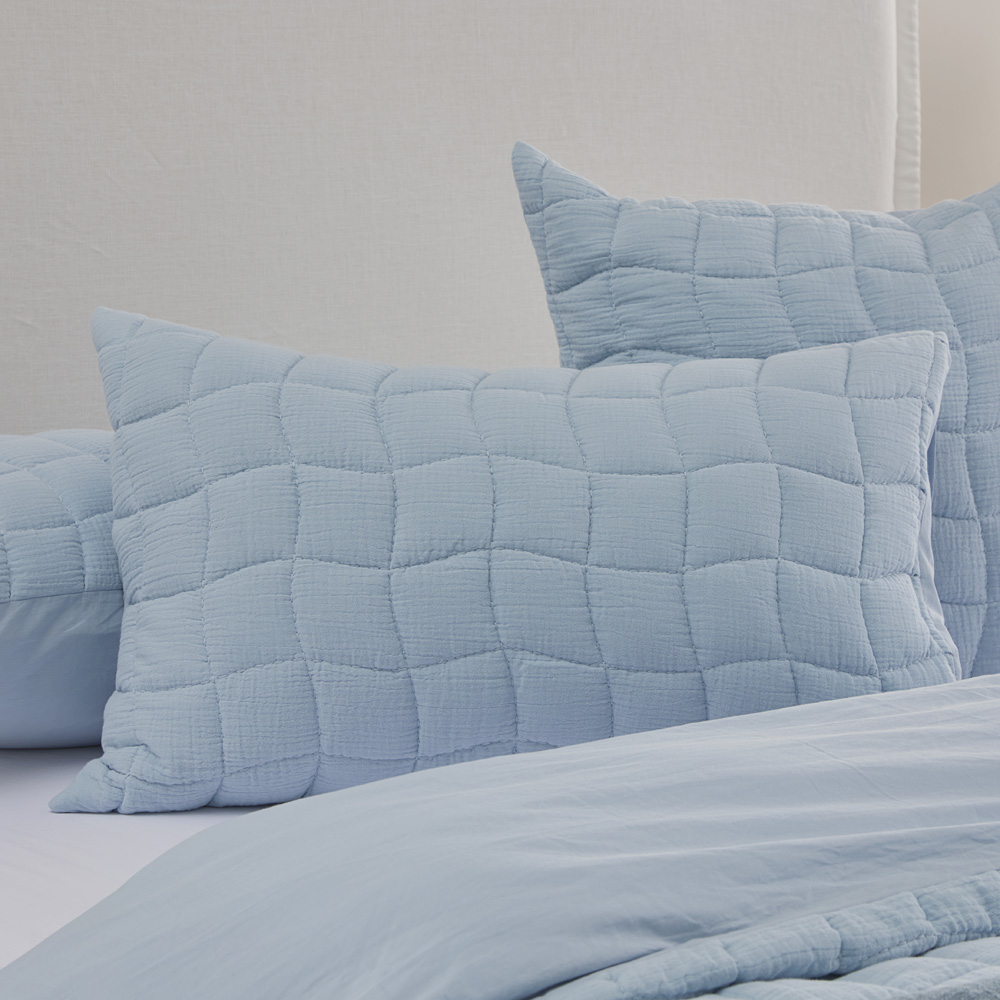 Layla Soft Blue Quilted Pillowcases