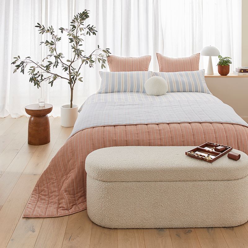 Cove Sky Blue Stripe Quilted Coverlet Separates