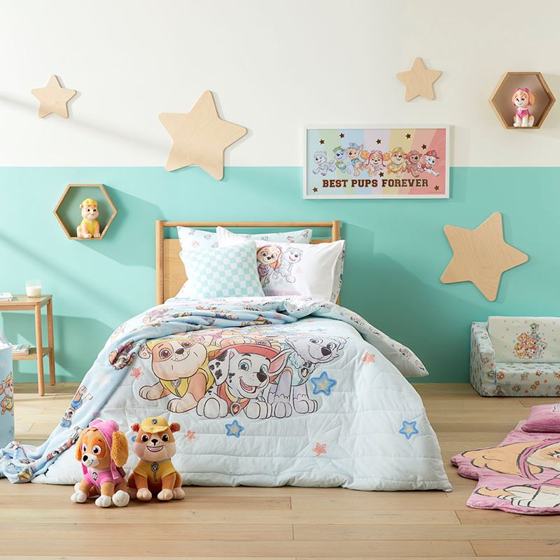 Paw Patrol Pals Ice Blue Quilted Cot Quilt Cover Set