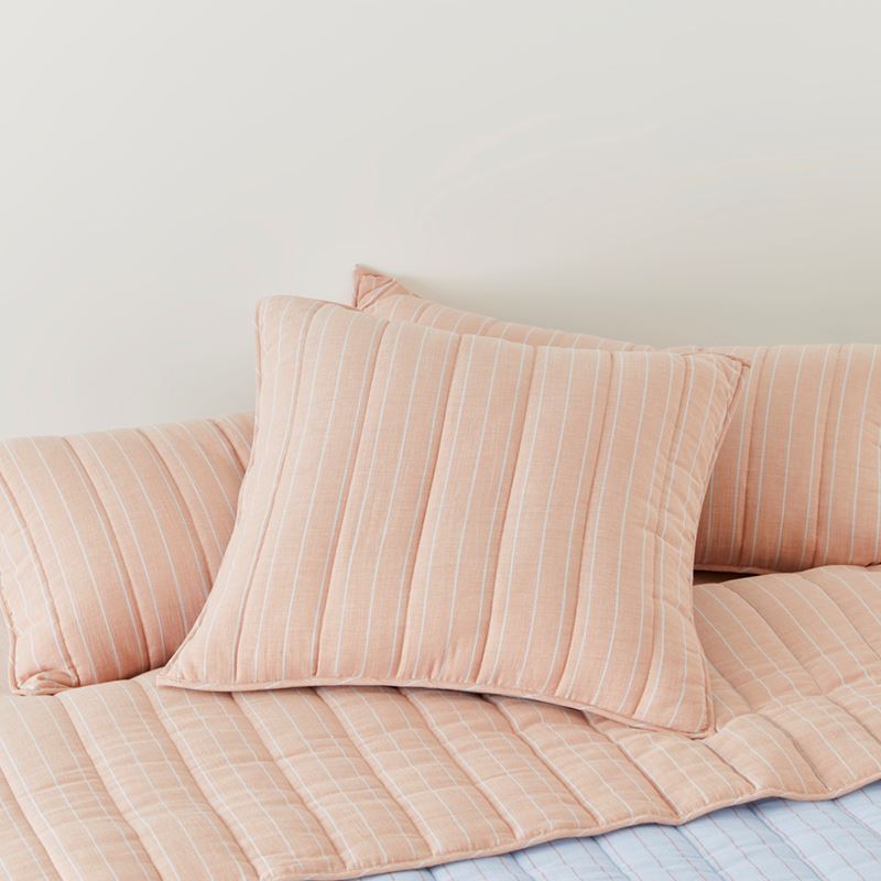 Cove Sky Blue Stripe Quilted Coverlet Separates