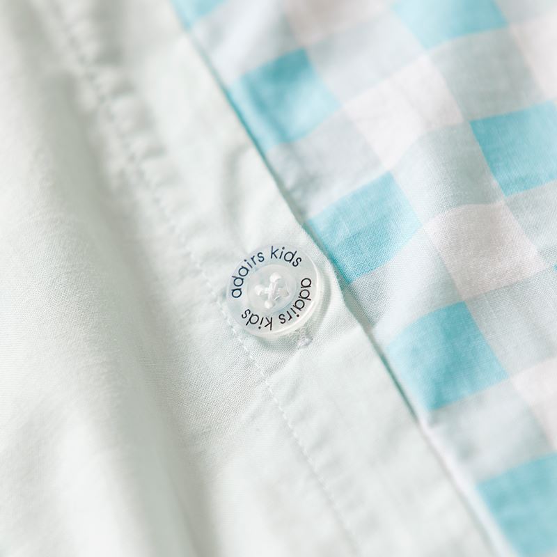 Stonewashed Cotton Gingham Seafoam Quilt Cover Set