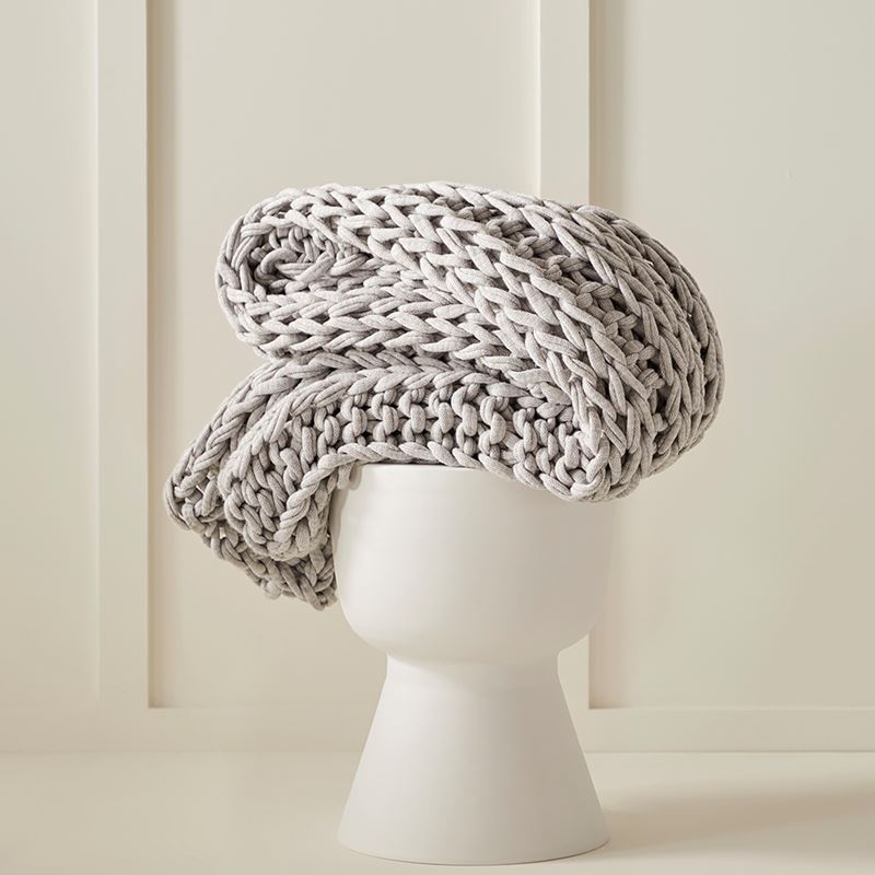Newport Grey Marle Chunky Knit Throw