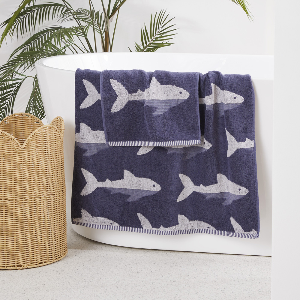 Swimming Sharks Navy Towel Range