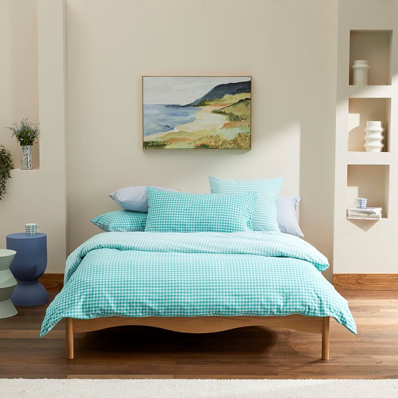 Carrie Aquamarine Gingham Quilt Cover Set + Separates