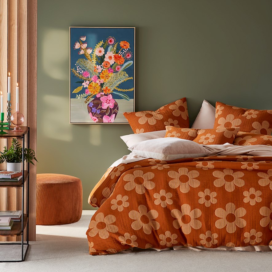 Marigold Burnt Orange Matelasse Quilt Cover Separates