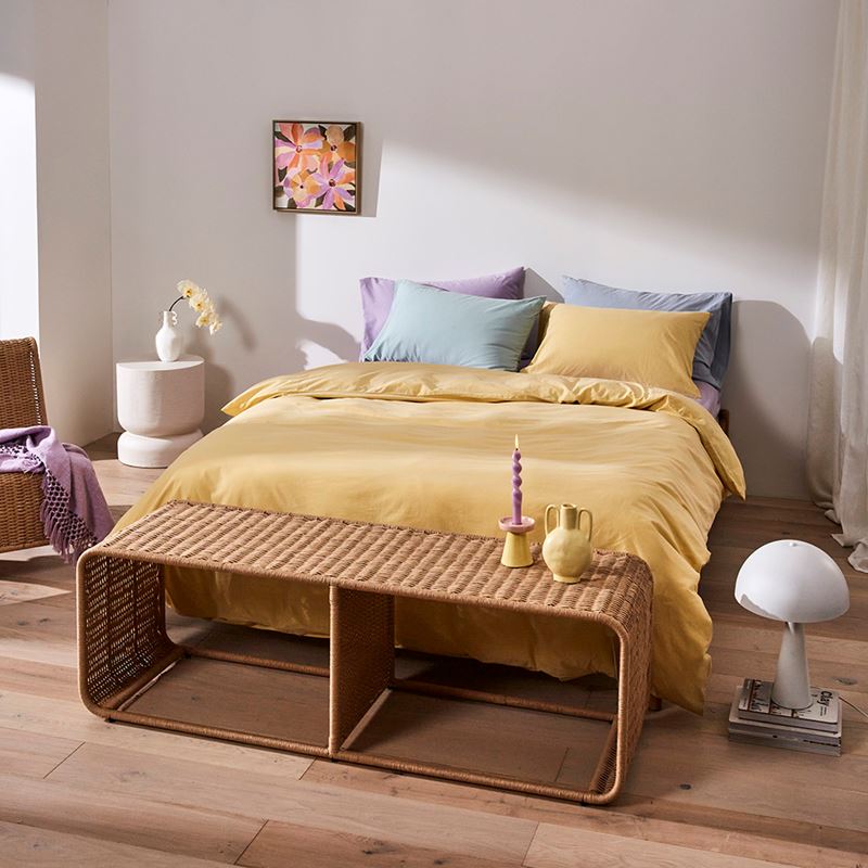 Stonewashed Cotton Dusty Lemon Quilt Cover Separates