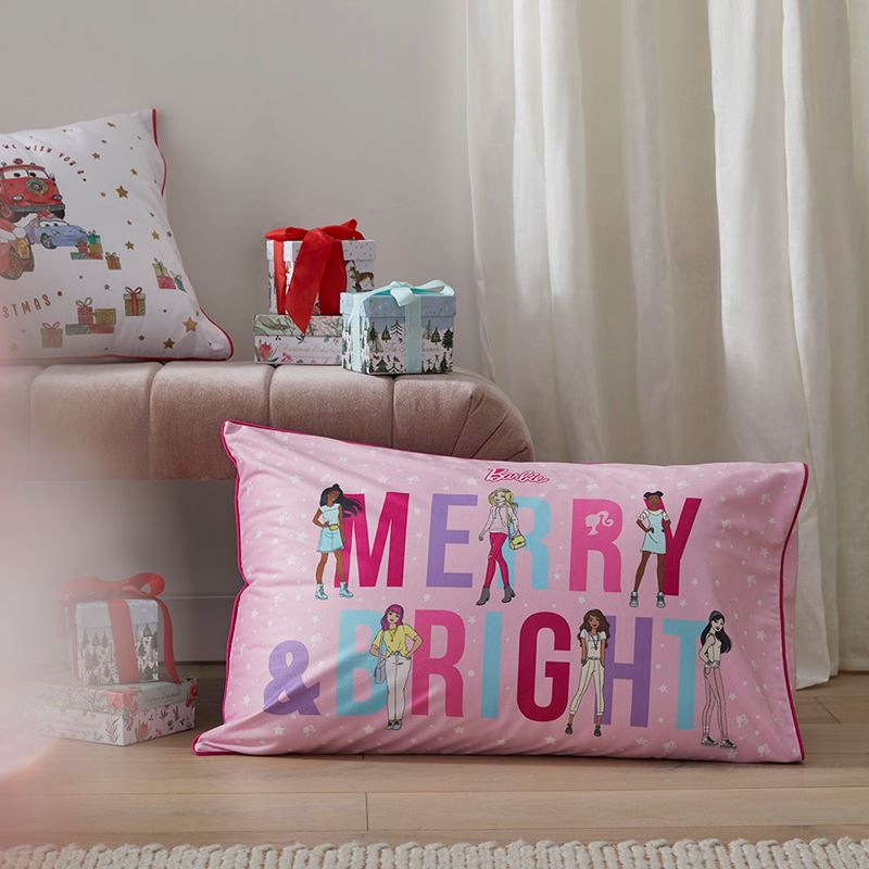 Mattel Barbie Christmas Text Pillowcase