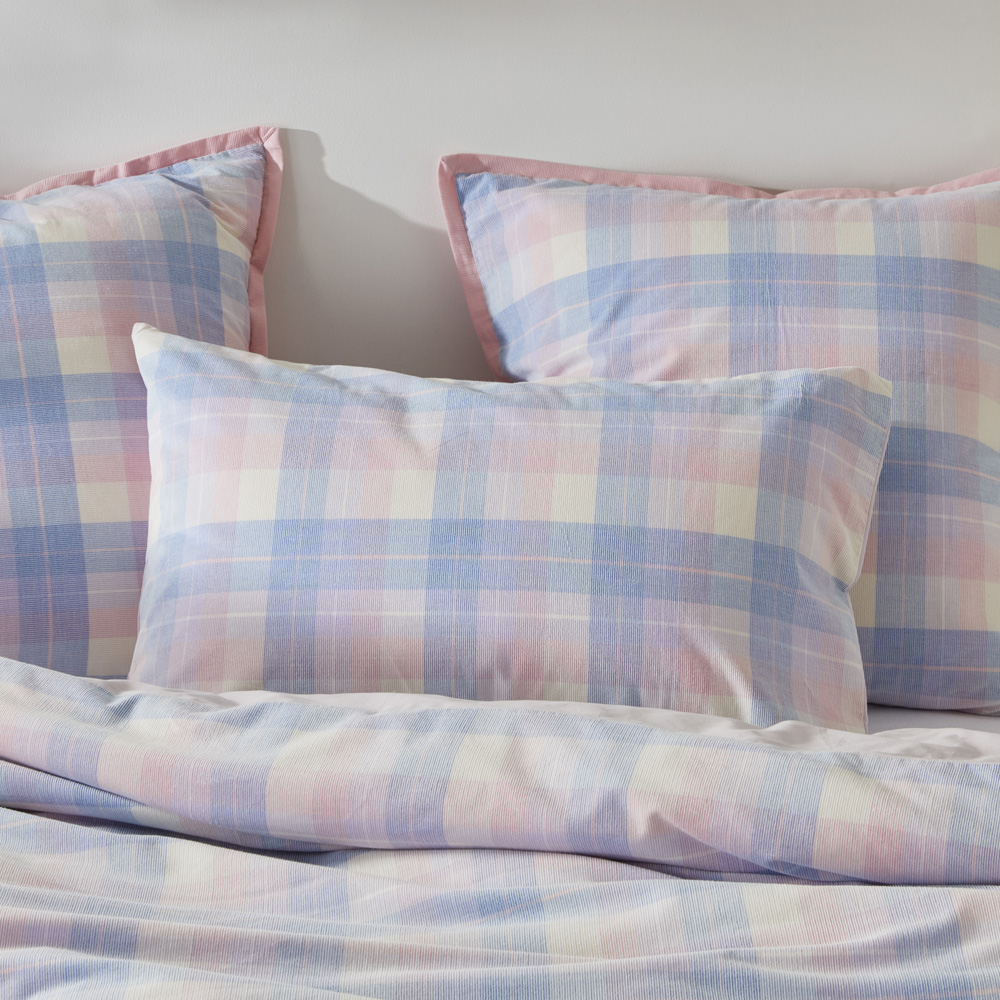 Rylee Blue Check Corduroy Pillowcases