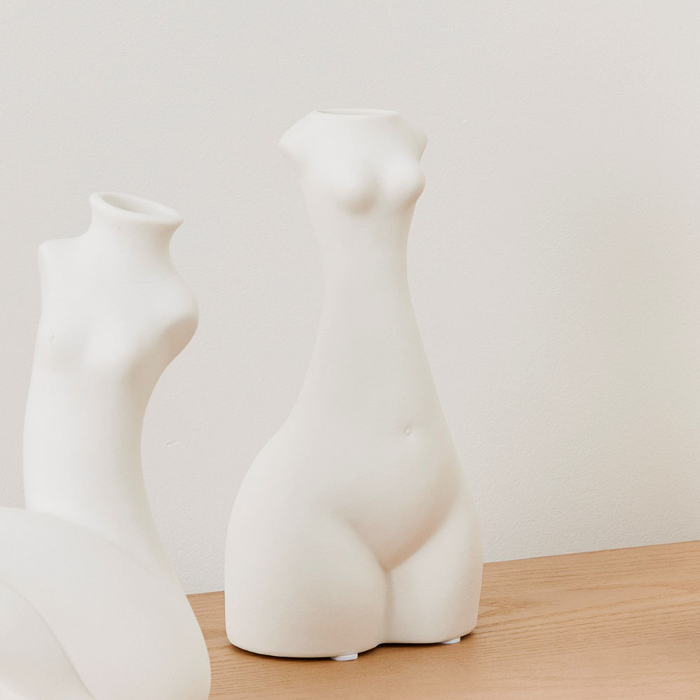 Standing Body White Vase