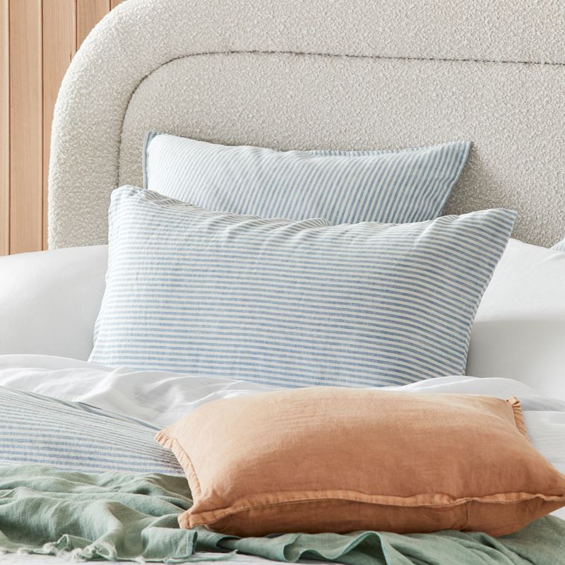 Vintage Washed Linen Blue Stripe Quilt Cover Separates