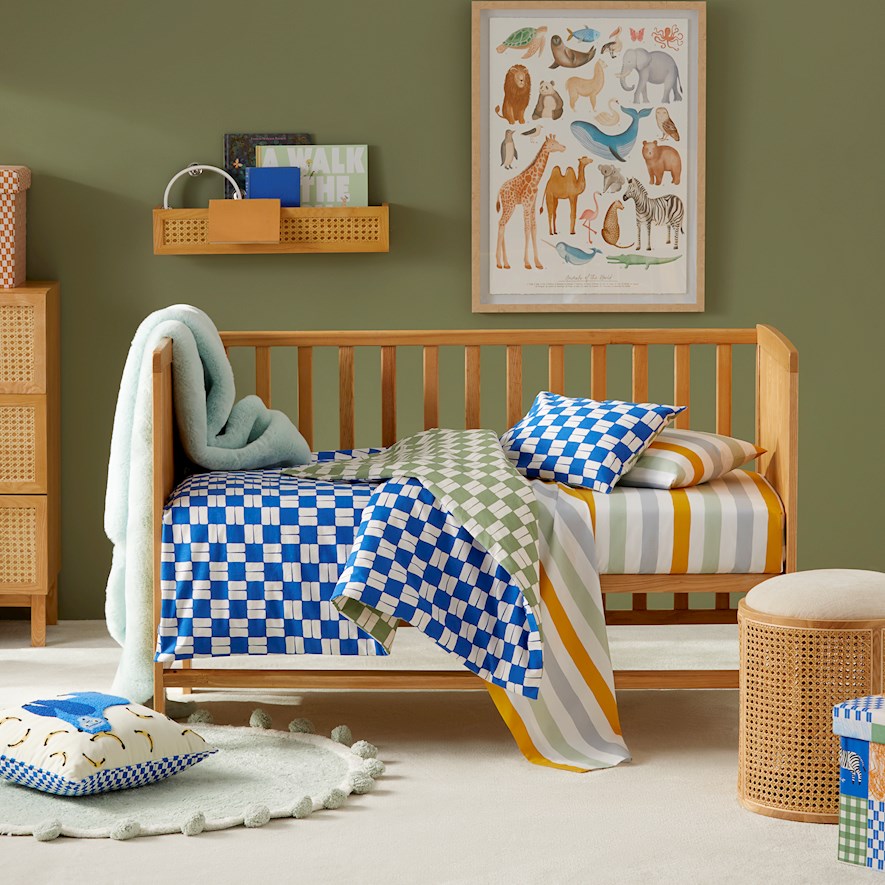 Chester Ultramarine Check Cot Quilt Cover Set