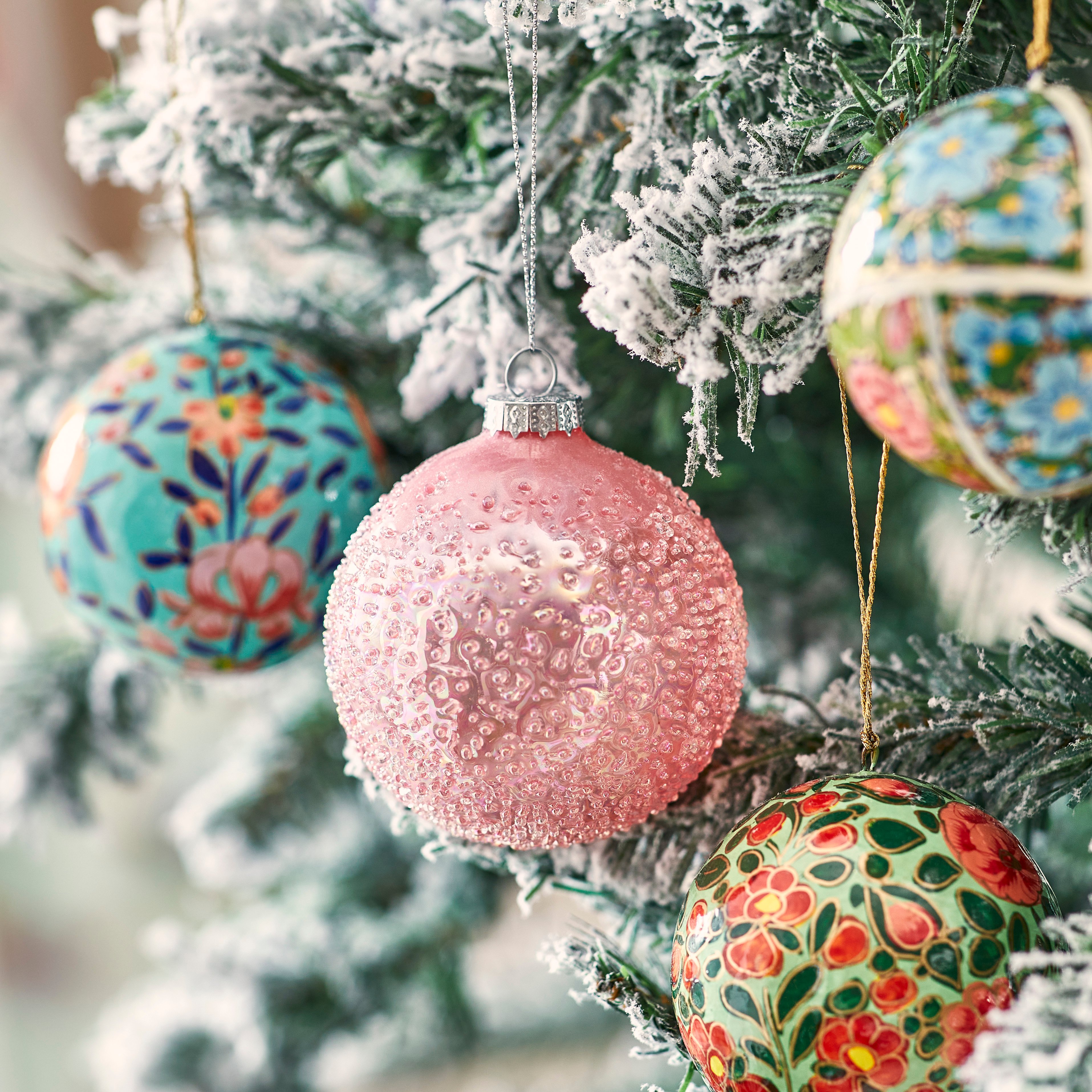 Luxe Soft Pink Rainbow Glass Bauble