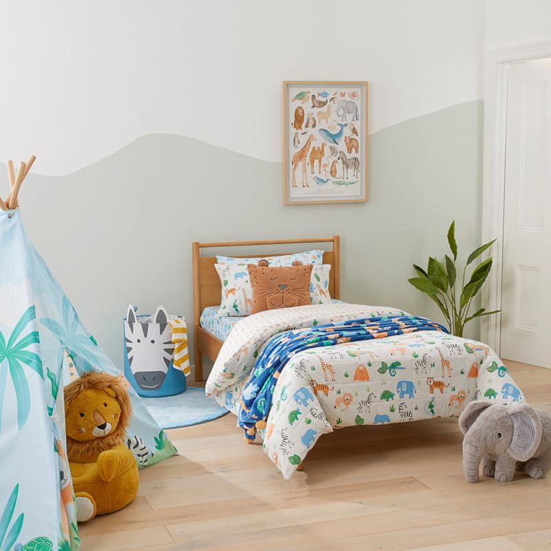 Jungle Adventure Grey Marle Jersey Quilted Quilt Cover Set
