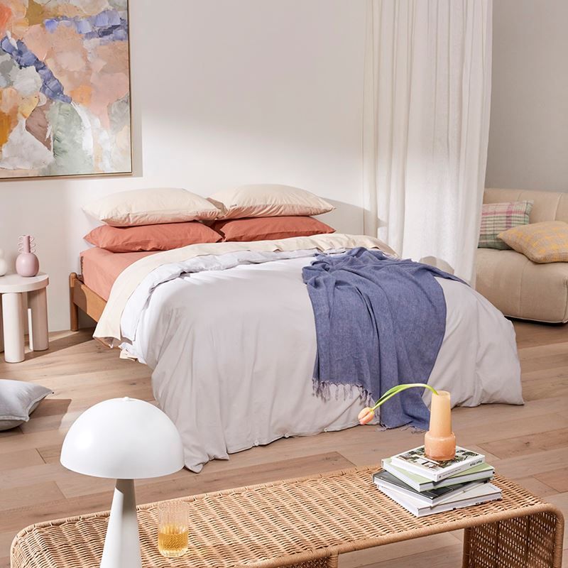 Stonewashed Cotton Silver Quilt Cover Separates