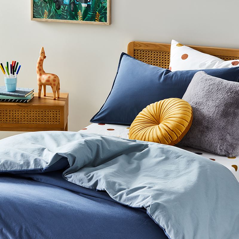 Stonewashed Cotton Deep Sea Quilt Cover Set