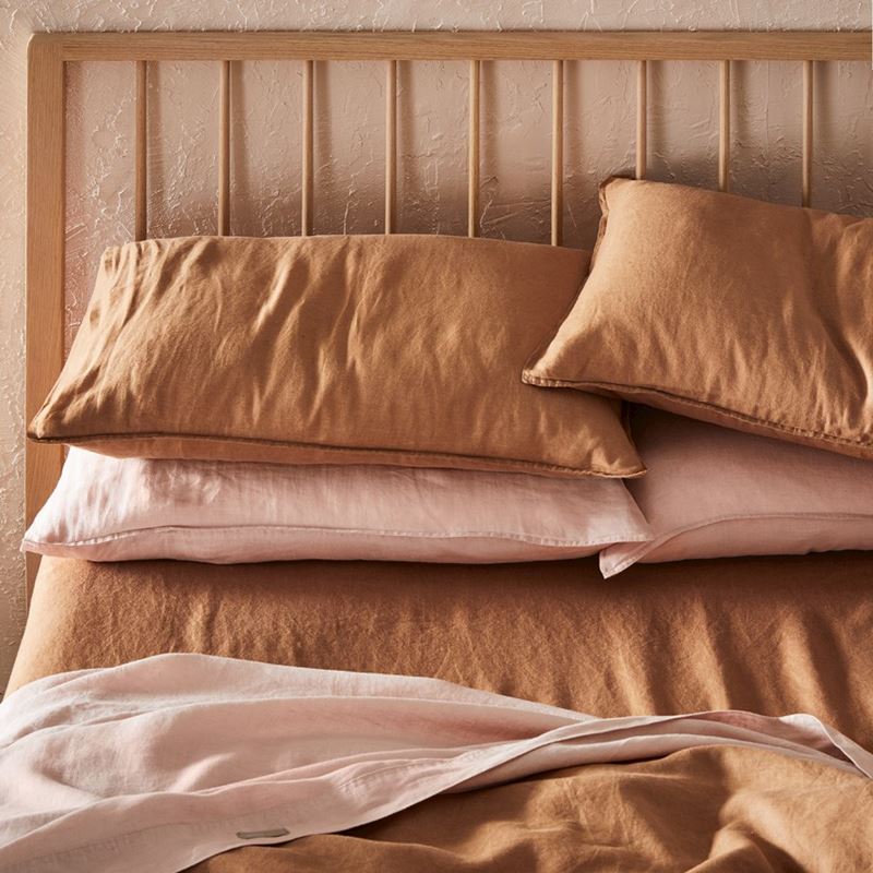 Vintage Washed Linen Caramel Sheet Separates