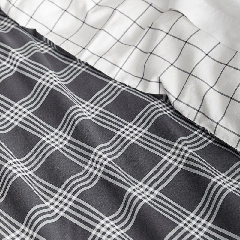 Stonewashed Cotton Printed Black Checkerboard Quilt Cover Separates