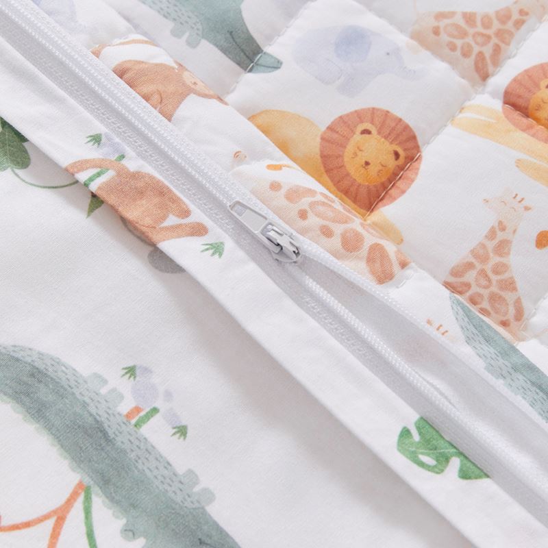 Jungle Juniors White Quilted Cot Quilt Cover Set