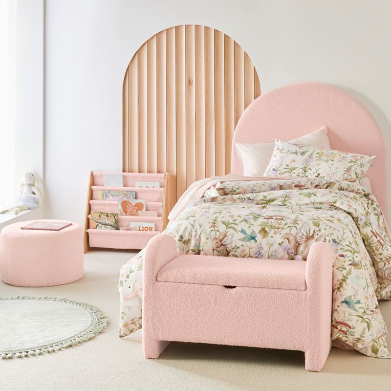 Brady Pink  Boucle Ottoman