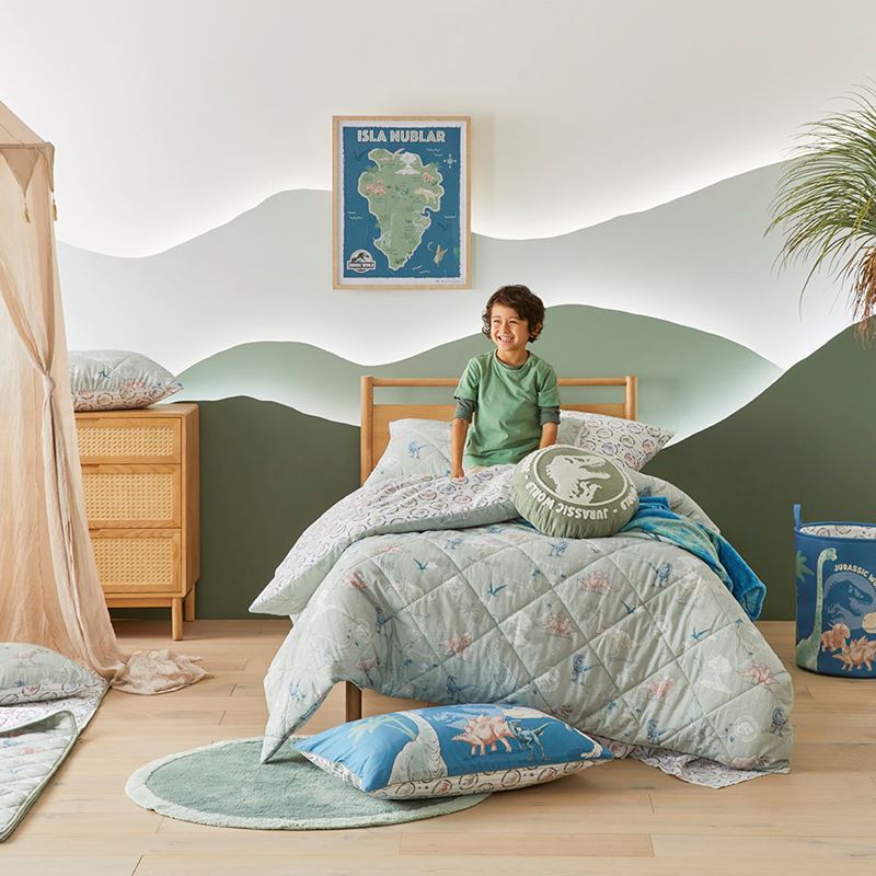 Universal Jurassic World Khaki Quilted Cot Quilt Cover Set