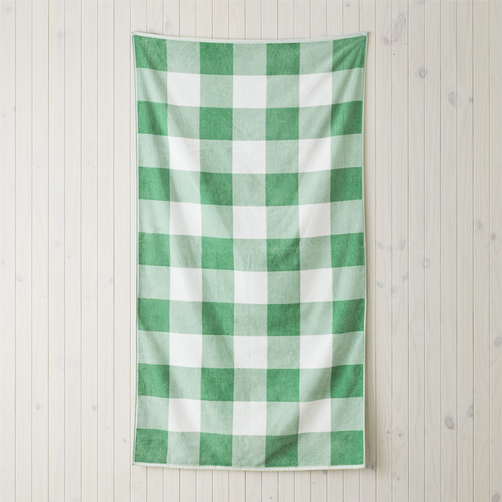 Velour Green Gingham Beach Towel