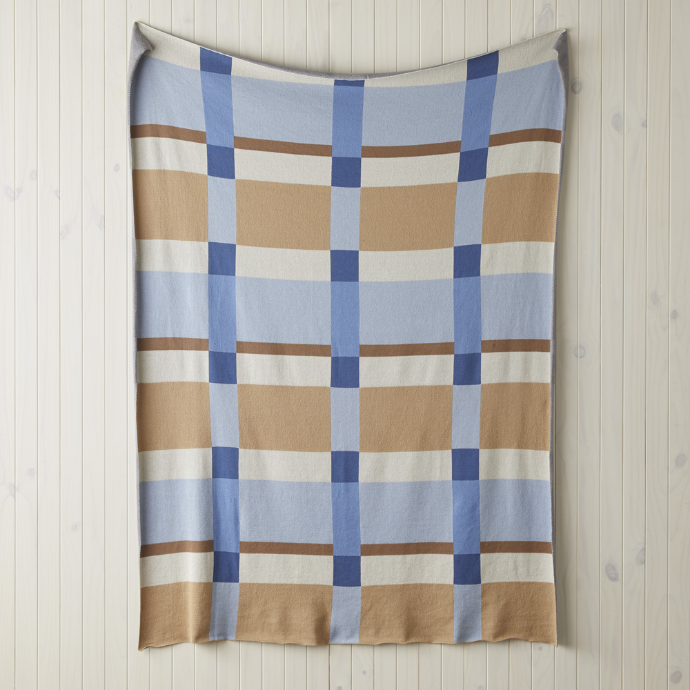 Retreat Blue Check Knitted Throw