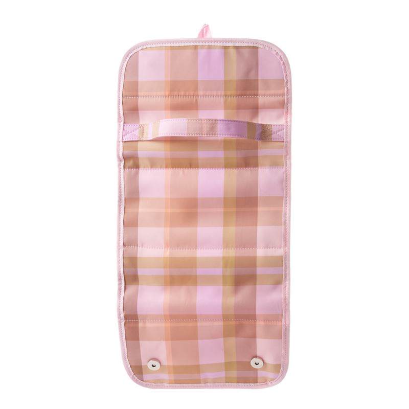 Lilac Check Hanging Cosmetic Bag