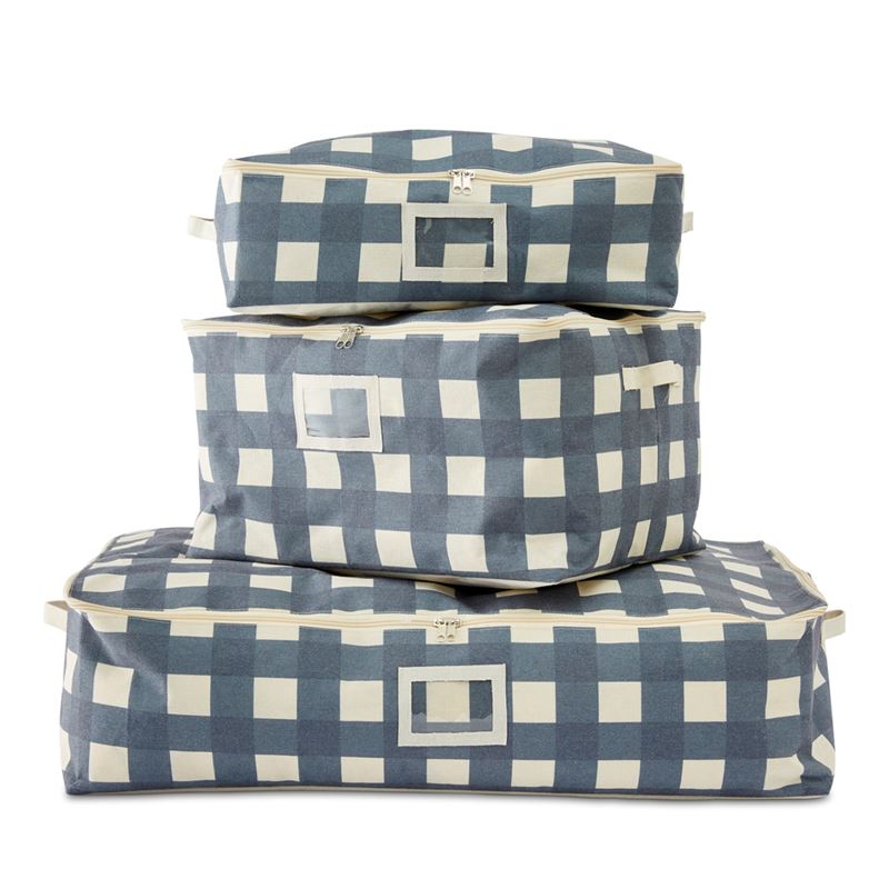 Slate Blue Gingham Storage Bags