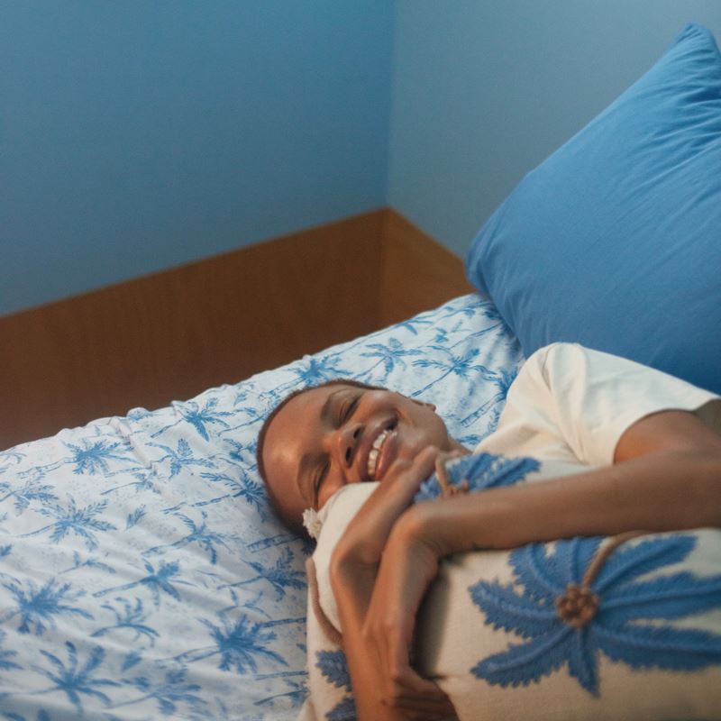 Ocean Palms Blue Printed Sheet Set