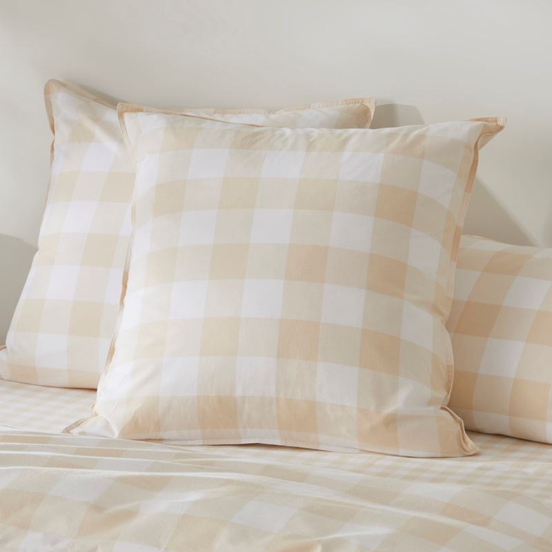 Stonewashed Cotton Printed Sand Gingham Quilt Cover Separates