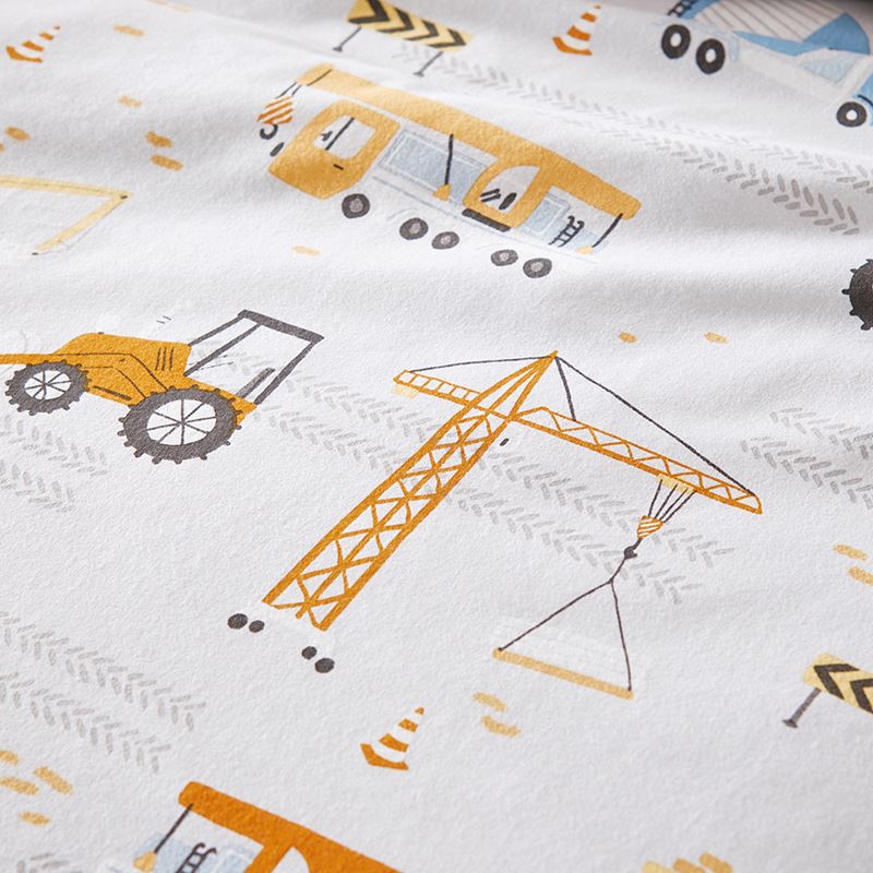 Construction Zone Natural Flannelette Quilt Cover Set