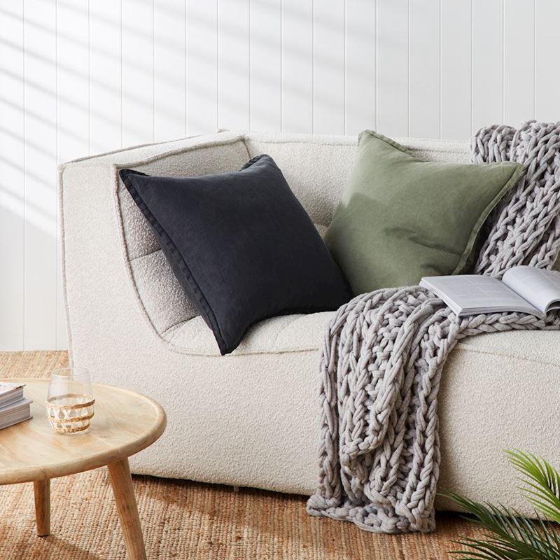 Belgian Charcoal Vintage Washed Linen Cushion