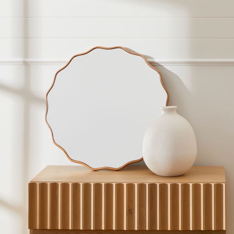 Ophelia Natural Round Mirror