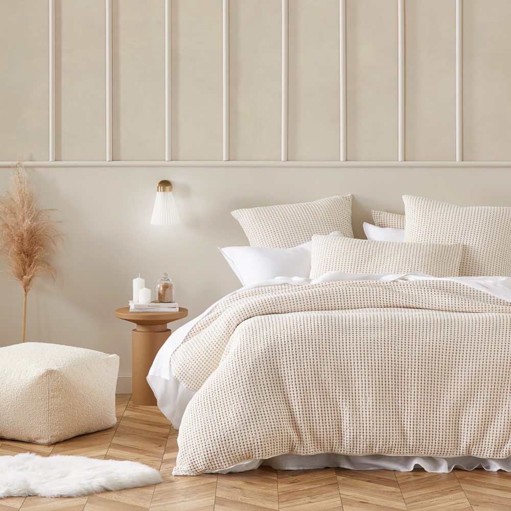 Wallis Latte Waffle Quilt Cover Set + Separates