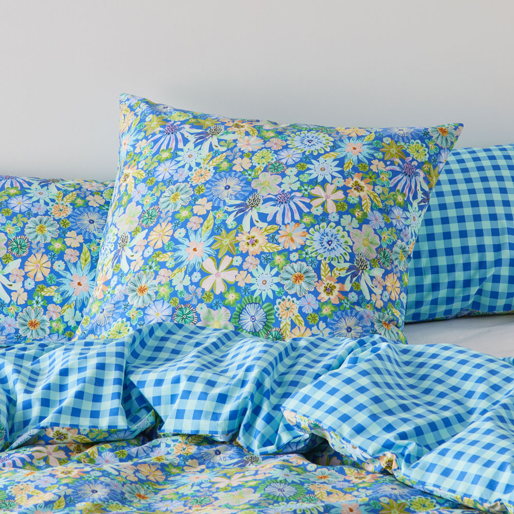 Sia Marine Blue Floral Pillowcases