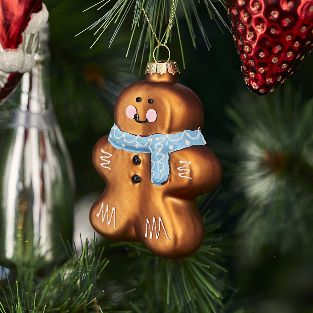 Christmas Fun Gingerbread Man Antiqued Glass Decoration