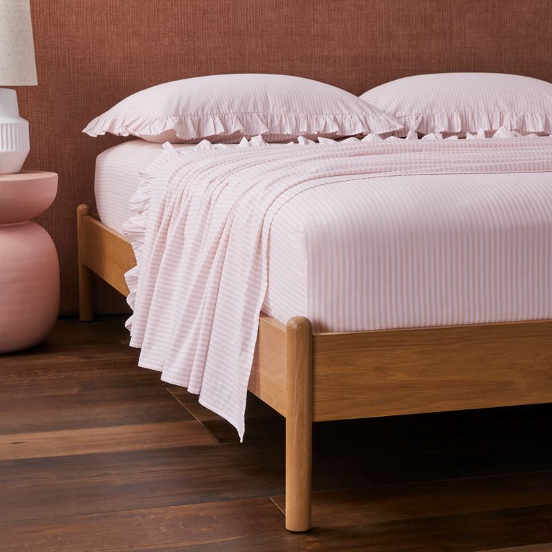 Ruffle Nude Pink Stripe Sheet Set