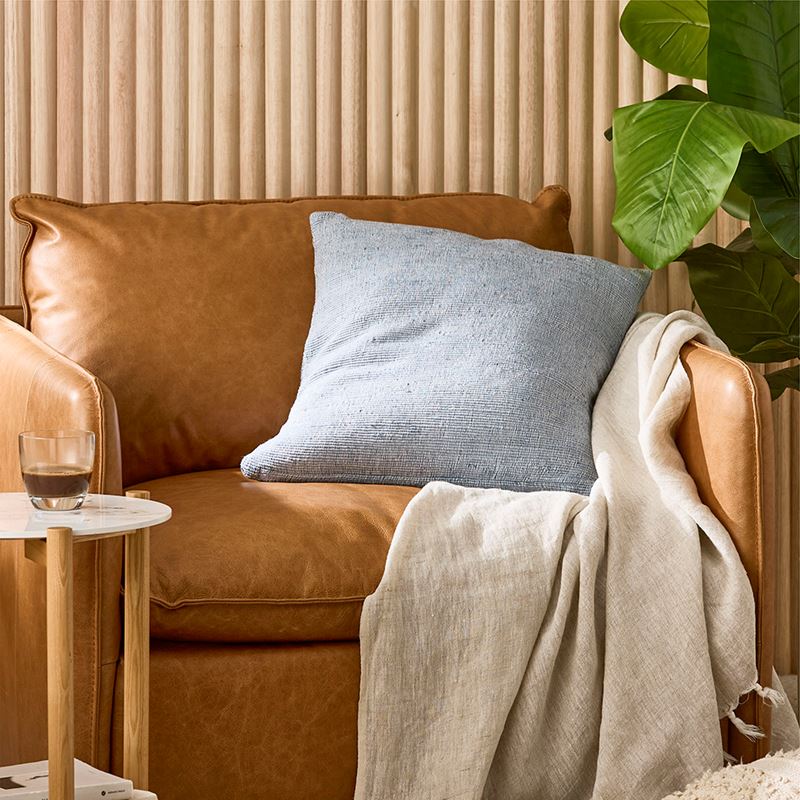 Caspian Denim & White Cushion