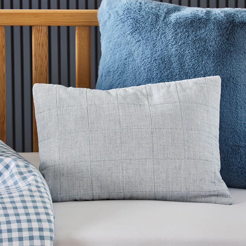 Aston Chambray Quilted Blue Cot Quilt Cover Set