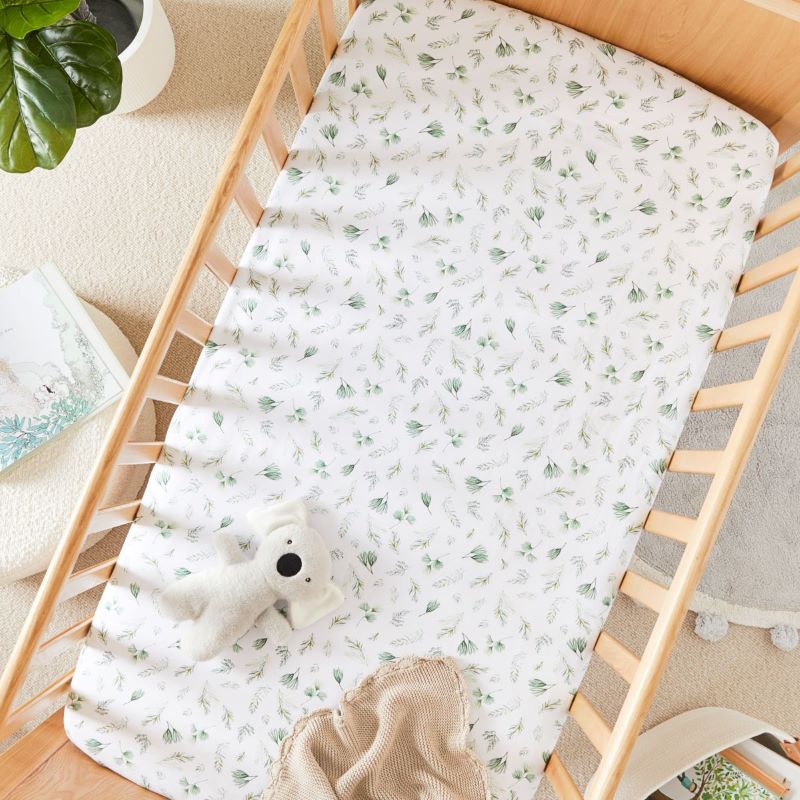 Olive Leaf Fern Jersey Fitted Sheets Pack of 2