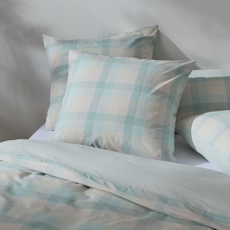 Opal Check Mint Blue Quilt Cover Set + Separates