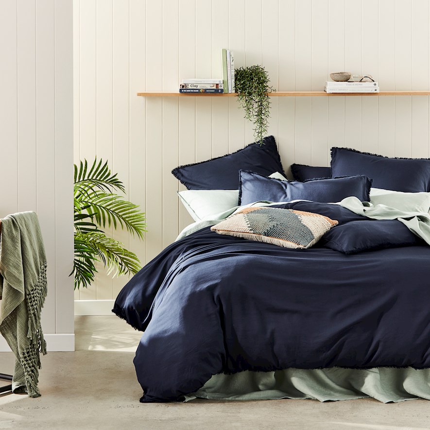 Bamboo Linen Navy Quilt Cover Separates