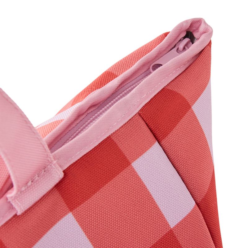 Pink and Red Gingham Canvas Beach Cooler Bag
