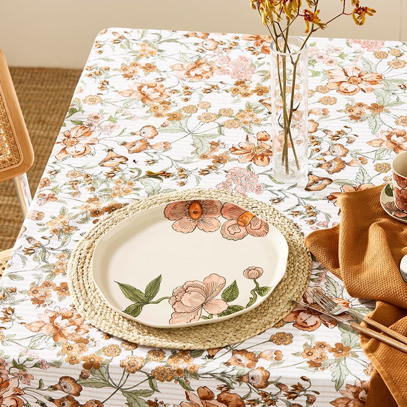 Vintage Flower Pink & Natural Handpainted Servingware