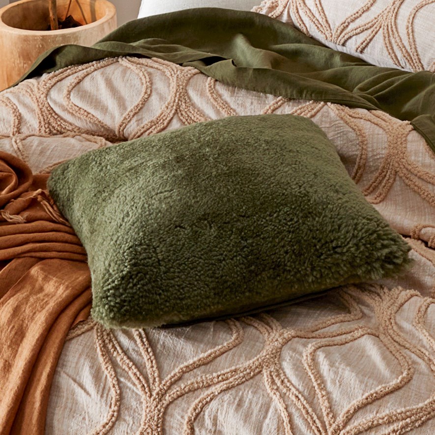 Shearling Forest Green Cushion