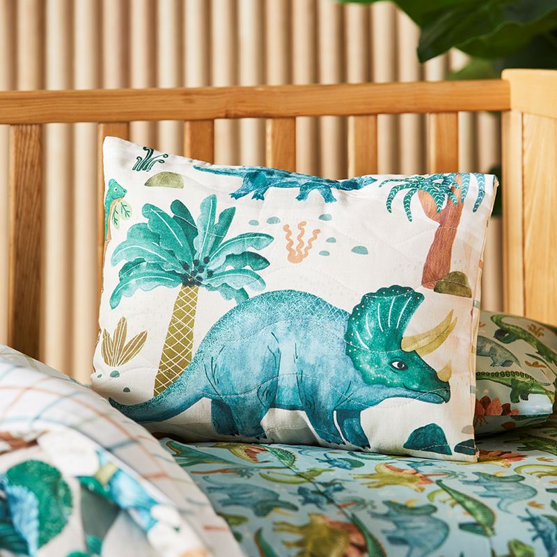 Dinosaur Explore Natural Cot Quilted Quilt Cover